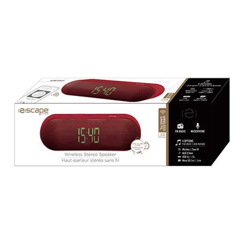 Escape Platinum SPBT007 Haut-Parleur Bluetooth Radio Réveil Double Alarme FM Micro SD USB Rouge - Simple Boutique