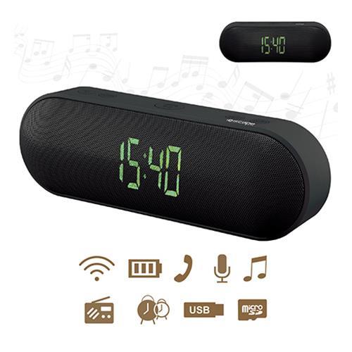 Escape Platinum SPBT009 Haut-Parleur Bluetooth Radio Réveil Double Alarme FM Micro SD USB Noir - Simple Boutique