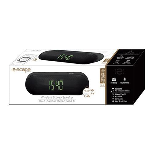 Escape Platinum SPBT009 Haut-Parleur Bluetooth Radio Réveil Double Alarme FM Micro SD USB Noir - Simple Boutique