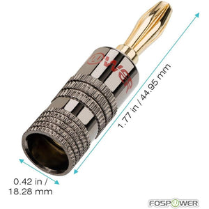 FosPower - Banana Plugs / Connecteurs Plaqués or 24 K pour Haut-Parleurs, Argenté - Simple Boutique