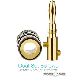 FosPower - Banana Plugs / Connecteurs Plaqués or 24 K pour Haut-Parleurs, Argenté - Simple Boutique