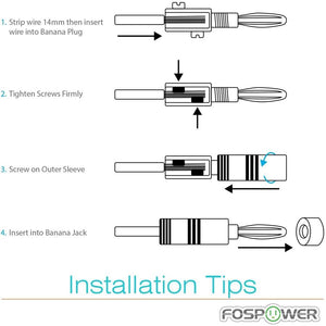 FosPower - Banana Plugs / Connecteurs Plaqués or 24 K pour Haut-Parleurs, Argenté - Simple Boutique