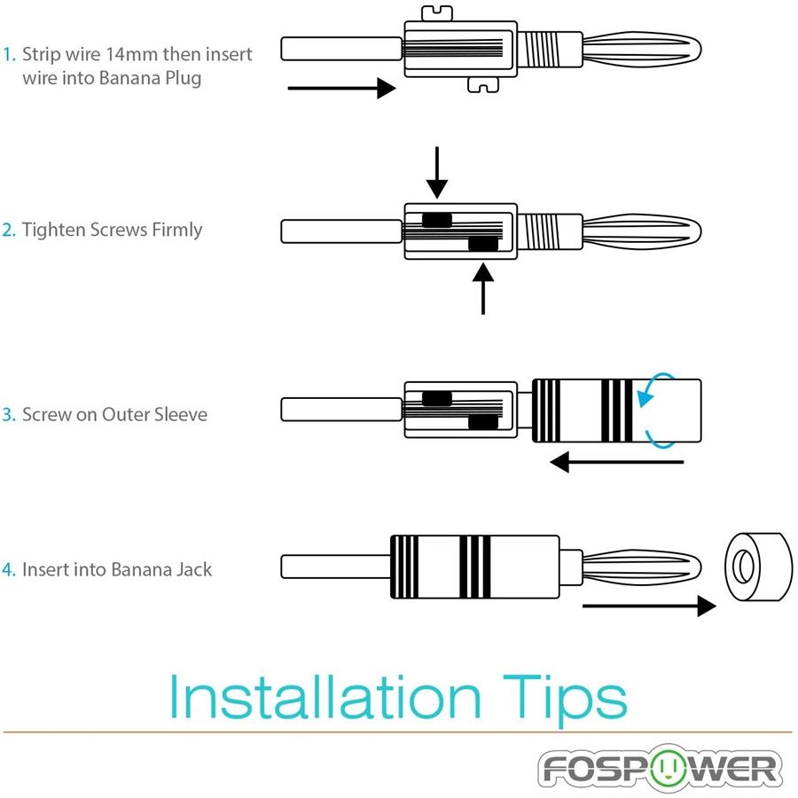 FosPower - Banana Plugs / Connecteurs Plaqués or 24 K pour Haut-Parleurs, Argenté - Simple Boutique
