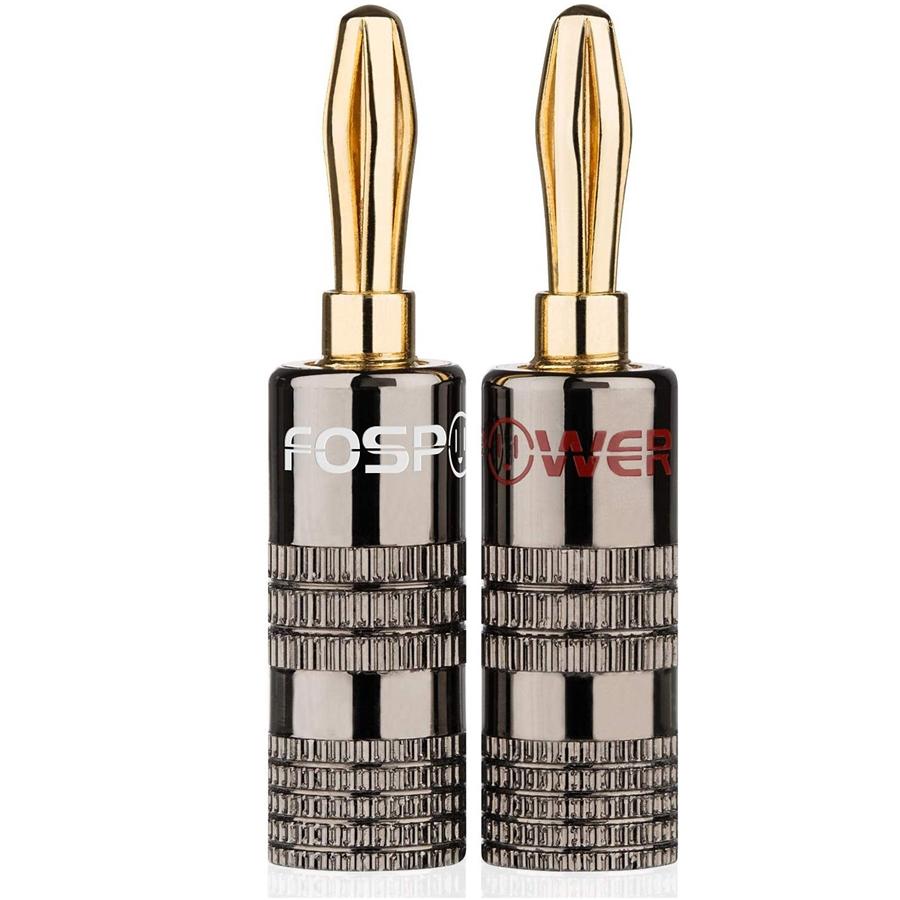 FosPower - Banana Plugs / Connecteurs Plaqués or 24 K pour Haut-Parleurs, Argenté - Simple Boutique