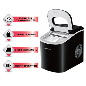 Frigidaire EFIC101-BLK - Machine à Glacons Compact, Capacité de 1.8lb, Noir - Simple Boutique