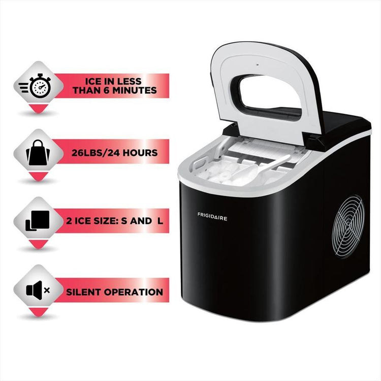 Frigidaire EFIC101-BLK - Machine à Glacons Compact, Capacité de 1.8lb, Noir - Simple Boutique