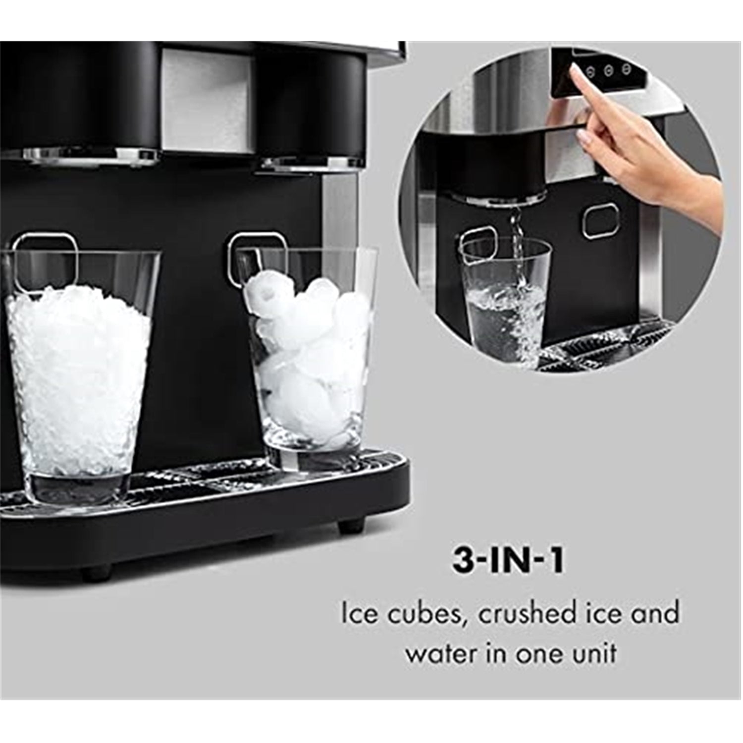 Frigidaire - Machine à Glaçons 3 en 1 avec Distributeur d'eau et Broyeur à Glace, Acier Inoxydable - Simple Boutique