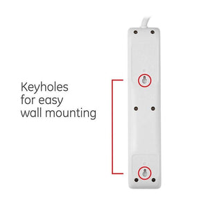 GE 33658 Parasurtenseur à 6 prises GE avec cordon de 4 pi 800 Joules Blanc - Simple Boutique