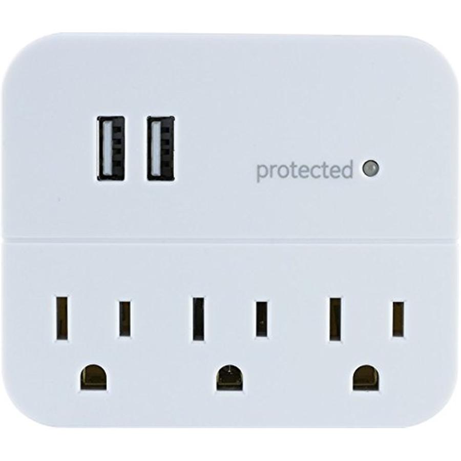 GE 37156 3 Prises Murale avec 2 Ports USB Blanc - Simple Boutique