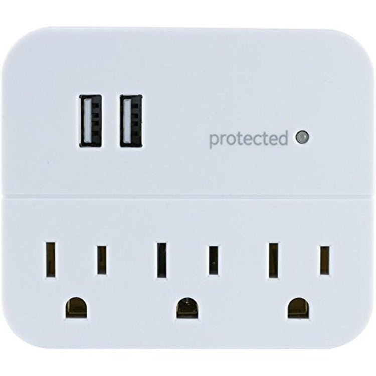 GE 37156 3 Prises Murale avec 2 Ports USB Blanc - Simple Boutique