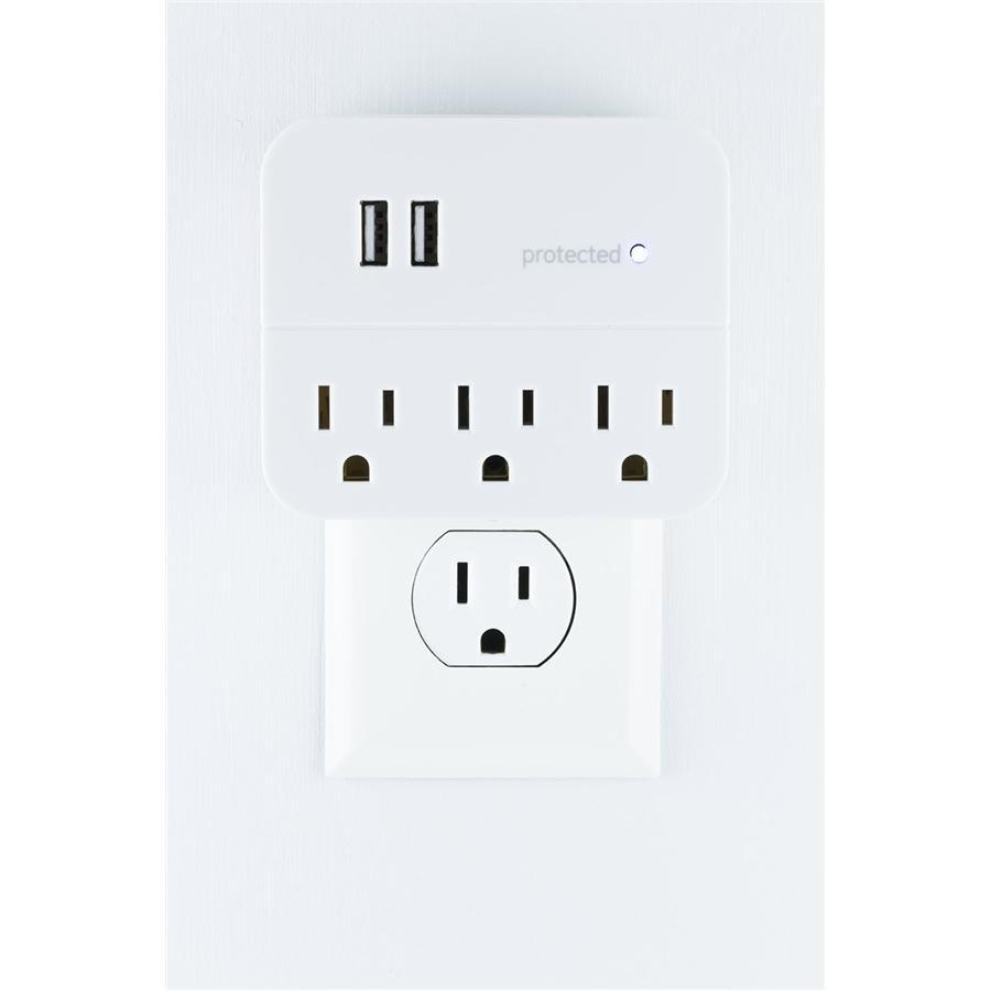 GE 37156 3 Prises Murale avec 2 Ports USB Blanc - Simple Boutique