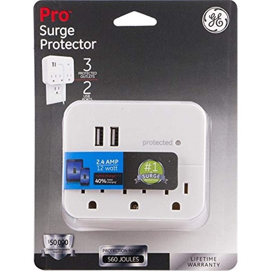 GE 37156 3 Prises Murale avec 2 Ports USB Blanc - Simple Boutique
