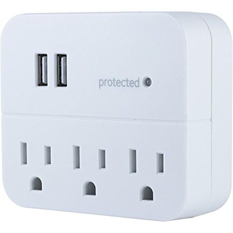 GE 37156 3 Prises Murale avec 2 Ports USB Blanc - Simple Boutique