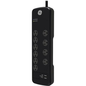 GE Parasurtenseur 10 prises + 2 ports USB Noir - Simple Boutique