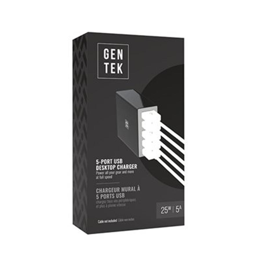 Gentek Chargeur Mural à 5 Ports USB Noir - Simple Boutique