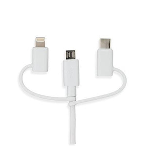 Gentek Chargeur de Voiture 5 dans 1 USB 2.4A avec W Micro Type C MFI Lightning Cable Blanc - Simple Boutique