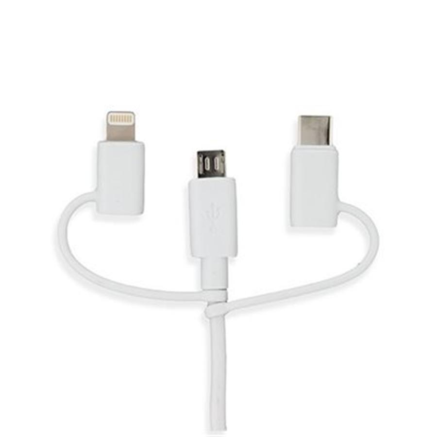 Gentek Chargeur de Voiture 5 dans 1 USB 2.4A avec W Micro Type C MFI Lightning Cable Blanc - Simple Boutique