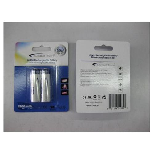 Global Tone 2xAA Piles rechargeable Ni-MH 2600 mAh - Simple Boutique