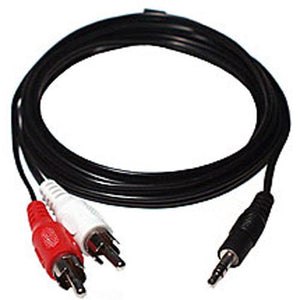GlobalTone Cable audio 1 prise 3.5mm à 2 RCA Stereo noir 6 pouces - Simple Boutique