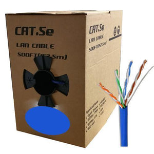 GlobalTone Câble ethernet réseau Cat5e RJ-45 24 AWG CCA Bleu 500pi - Simple Boutique
