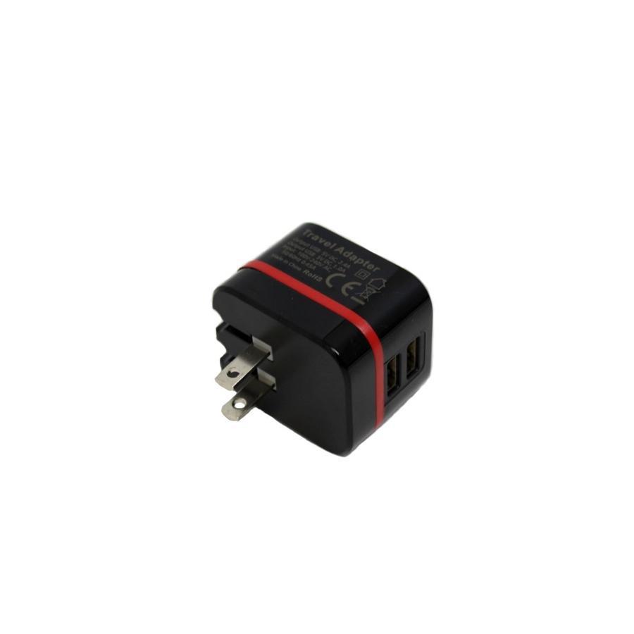 GlobalTone Chargeur mural USB, 2 ports, 5V, 3.4A, Noir et Rouge - Simple Boutique
