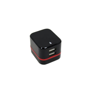 GlobalTone Chargeur mural USB, 2 ports, 5V, 3.4A, Noir et Rouge - Simple Boutique