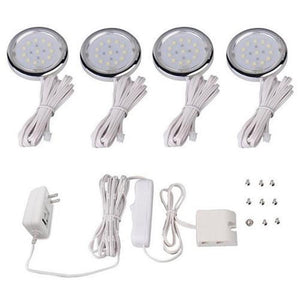 GlobalTone Ensemble Complet De Lumières LED Sous Armoires Blanc Chaud 4 Rondelles 4X 1W - Simple Boutique