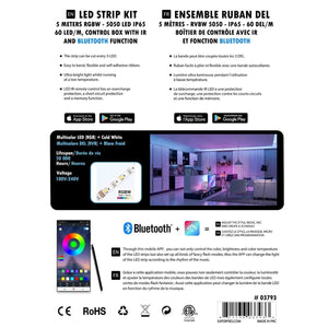 GlobalTone - Ensemble Ruban DEL RGBW, Boitier de Contrôle avec IR et Fonction Bluetooth, 60 DEL par Mètre, Longeur de 5 Mètres - Simple Boutique