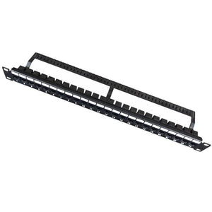 GlobalTone Patch Panel vide pour connecteurs keystone 24 ports noir 19" 1U avec Rail Arrière - Simple Boutique