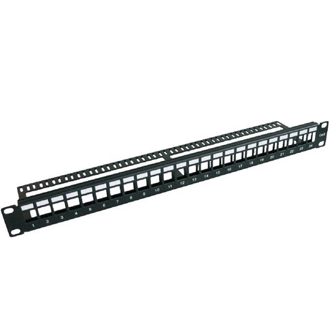 GlobalTone Patch Panel vide pour connecteurs keystone 24 ports noir 19" 1U avec Rail Arrière - Simple Boutique
