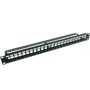 GlobalTone Patch Panel vide pour connecteurs keystone 24 ports noir 19" 1U avec Rail Arrière - Simple Boutique