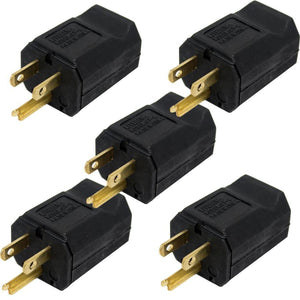 GlobalTone Prise Mâle pour câble électrique nema 5-15P 125vac 15A 16-14awg SJT Noir Paquet de 5 - Simple Boutique