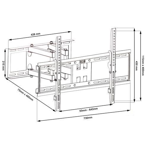 GlobalTone Support Mural À 2 Bras Articulés TV LED LCD PLASMA 32" À 70"(BOITE OUVERTE) - Simple Boutique