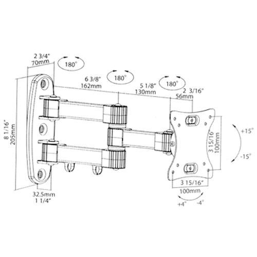 GlobalTone Support Mural Universel Bras Articulé LED LCD PLASMA 13" à 27" - Simple Boutique