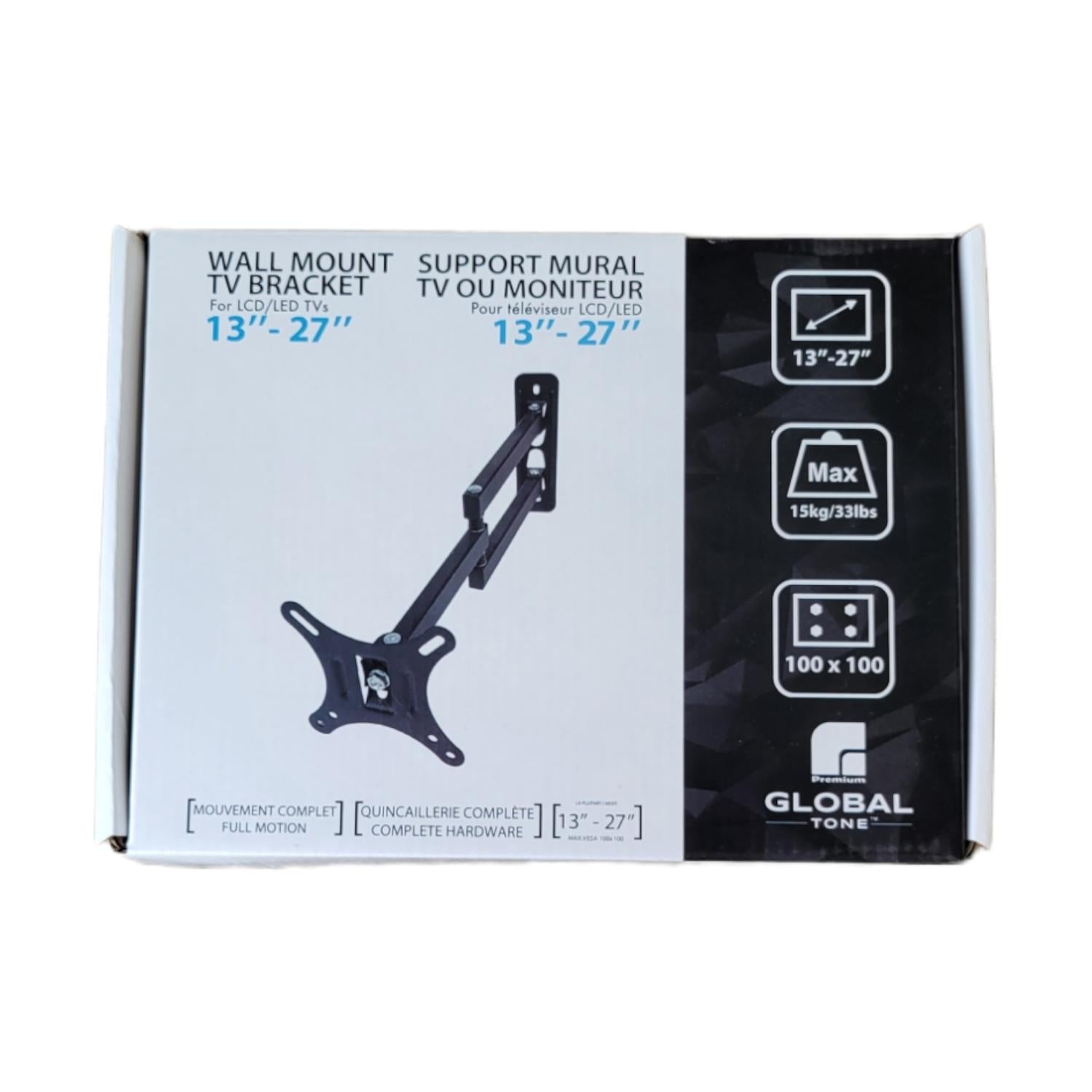 GlobalTone Support Mural Universel Bras Articulé LED LCD PLASMA 13" à 27" - Simple Boutique