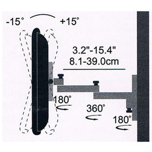 GlobalTone Support Mural Universel Bras Articulé LED LCD PLASMA 13" à 30" - Simple Boutique