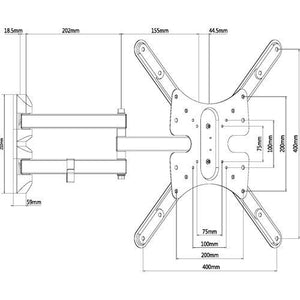 GlobalTone Support Mural Universel Bras Articulé LED LCD PLASMA 23" à 47" - Simple Boutique
