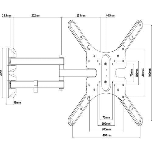 GlobalTone Support Mural Universel Bras Articulé LED LCD PLASMA 23" à 47" - Simple Boutique