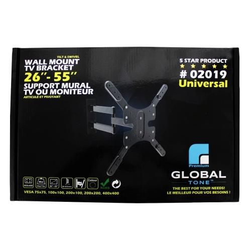GlobalTone Support Mural Universel Bras Articulé LED LCD PLASMA 26" à 55" - Simple Boutique
