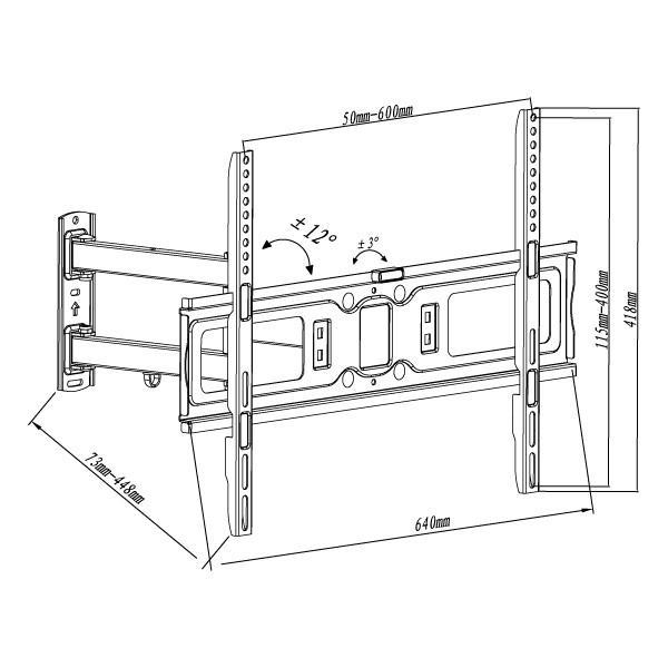 GlobalTone Support Mural Universel Bras Articulé LED LCD PLASMA 37" à 70" VESA 600x400 BOITE OUVERTE - Simple Boutique