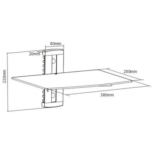 GlobalTone Support Mural pour composantes 1 tablette verre trempé noir LT - Simple Boutique