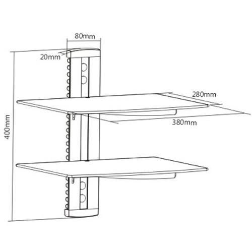GlobalTone Support Mural pour composantes 2 tablettes verre trempé noir LT - Simple Boutique