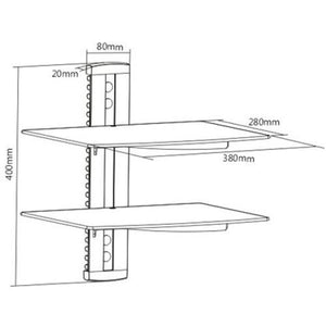 GlobalTone Support Mural pour composantes 2 tablettes verre trempé noir LT - Simple Boutique