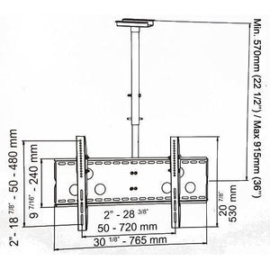 GlobalTone Support Plafond Universel Inclinable et Rotatif pour TV LED LCD PLASMA 37" à 70" - Simple Boutique