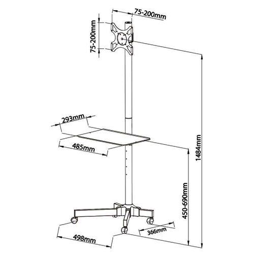 GlobalTone Support TV Portatif sur Roulettes LED PLASMA LCD 19" à 37" - Simple Boutique