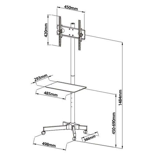 GlobalTone Support TV Portatif sur Roulettes LED PLASMA LCD 23" à 55" - Simple Boutique