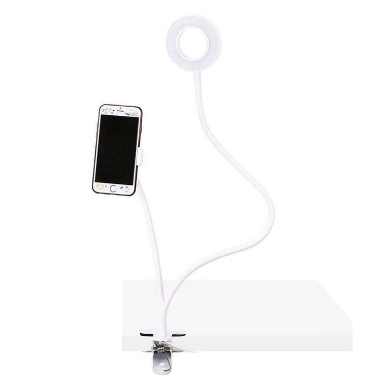 GlobalTone - Support pour Téléphone avec Lumière Anneau pour Selfie, Blanc - Simple Boutique