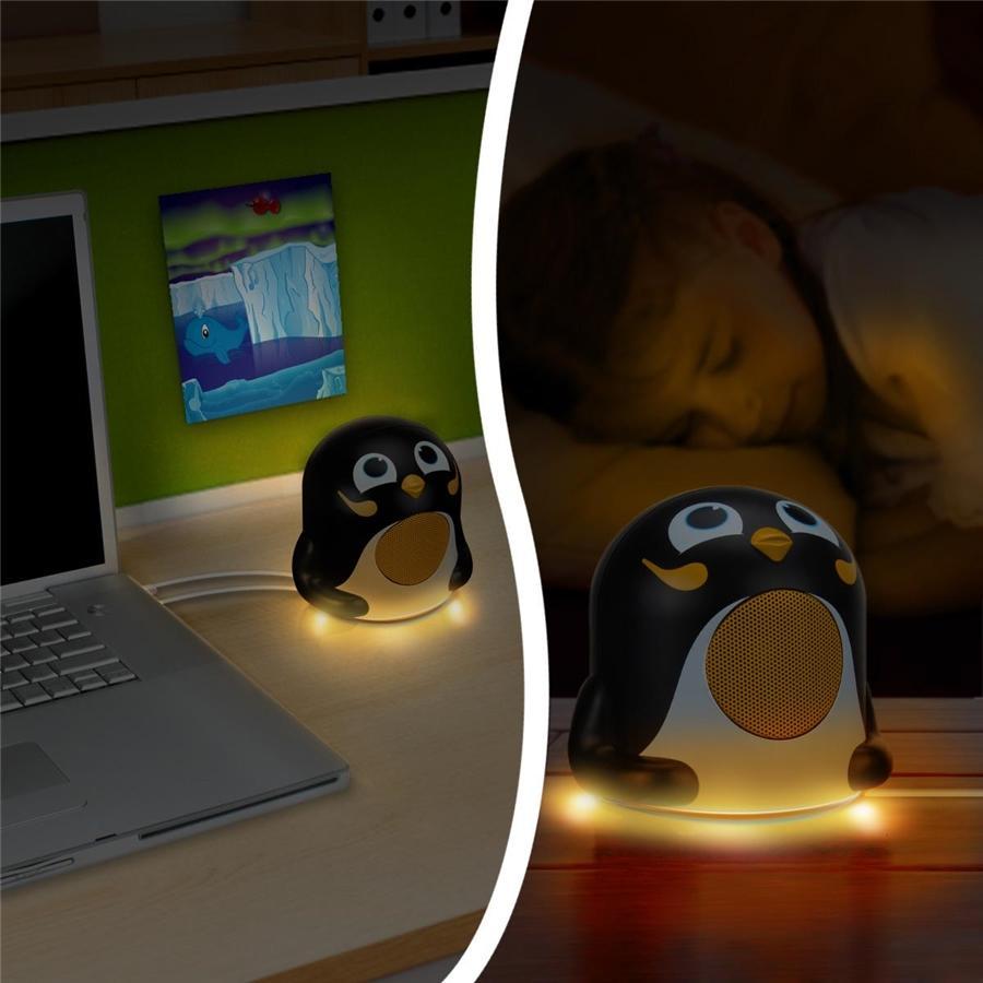 Gogroove Penguin Jr Lumière de Nuit DEL et Haut-Parleur Noir GGGPJR0100PEUS - Simple Boutique