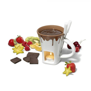 Gourmet - Ensemble à Fondue au Chocolat pour 2 Personnes, Capacité de 200mL, Blanc - Simple Boutique