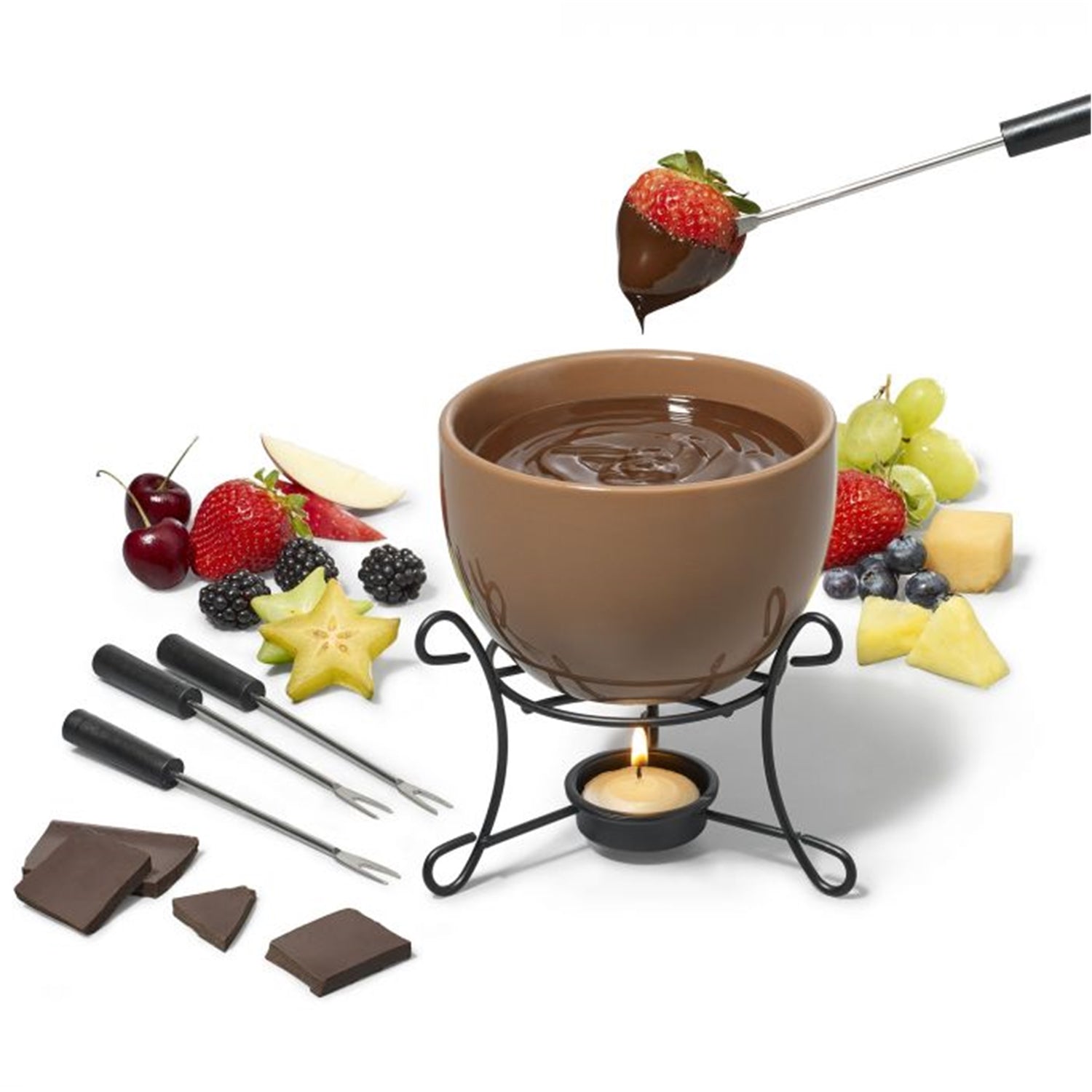 Gourmet - Ensemble à Fondue au Chocolat pour 4 Personnes, Capacité de 480mL, Brun - Simple Boutique